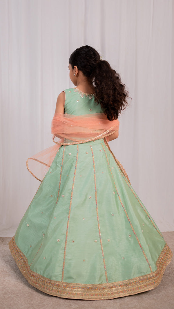 Minty Blush lehnga choli (3pc-Stitched)
