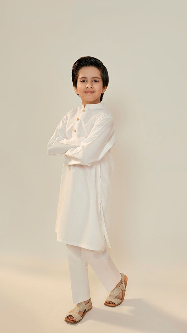 White Kurta and Trouser (2pc-Stitched)