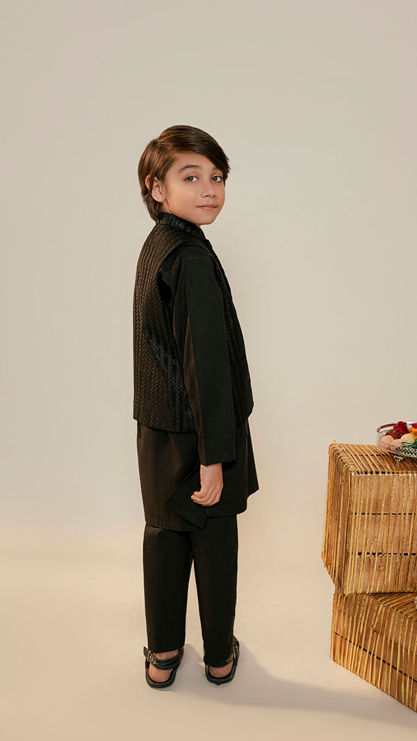 Black Waistcoat (1pc-Stitched)
