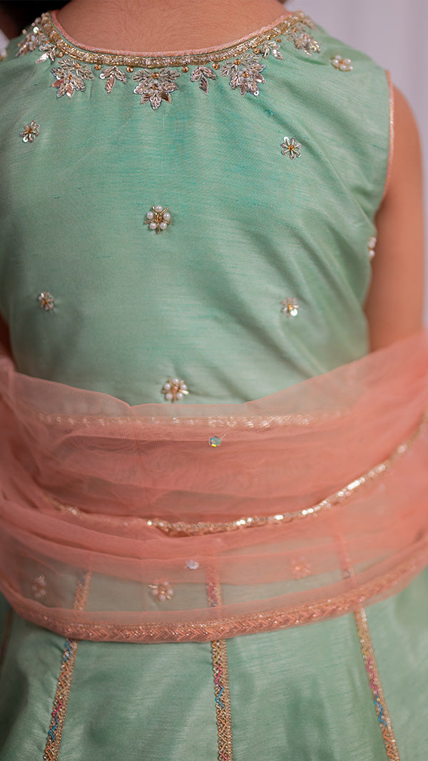 Minty Blush lehnga choli (3pc-Stitched)