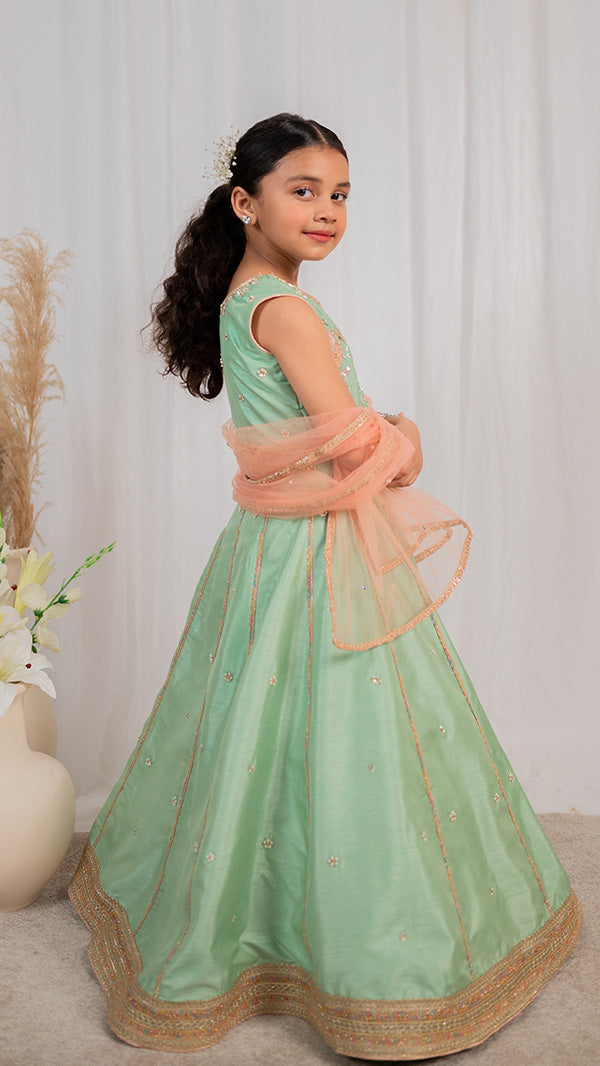 Minty Blush lehnga choli (3pc-Stitched)