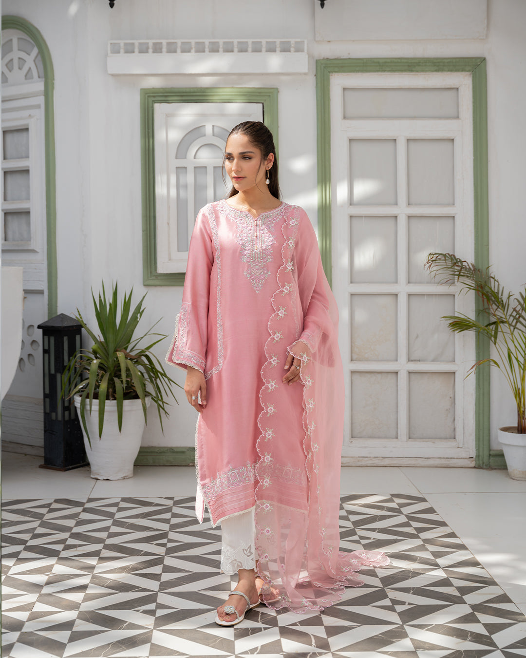 Dusky rose (2 pc-Stitched)