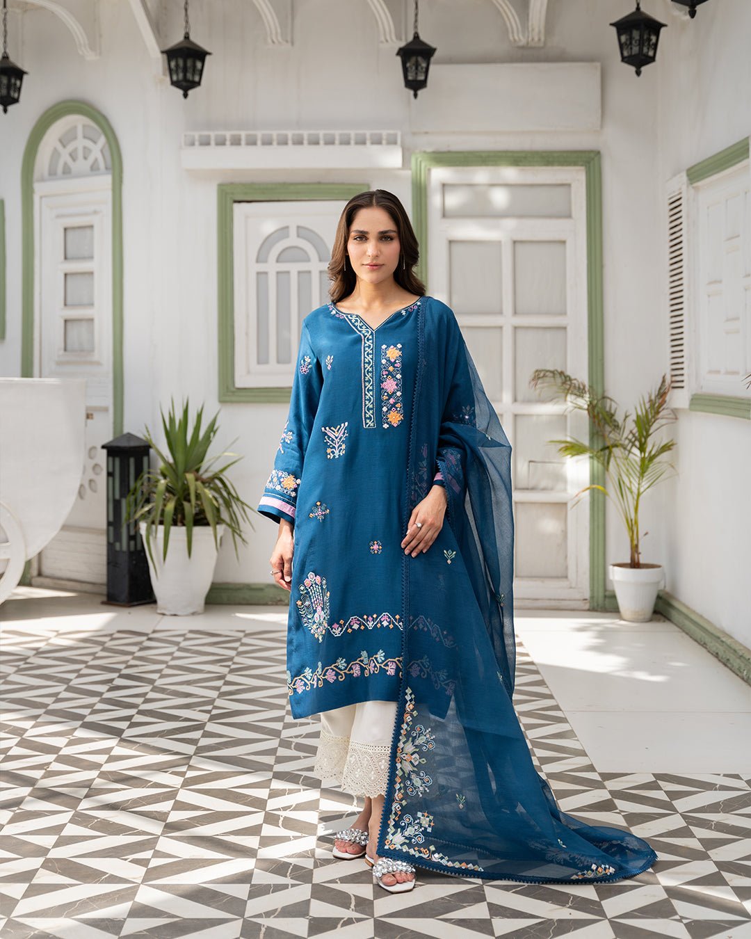 Midnight teal (2 pc-Stitched)