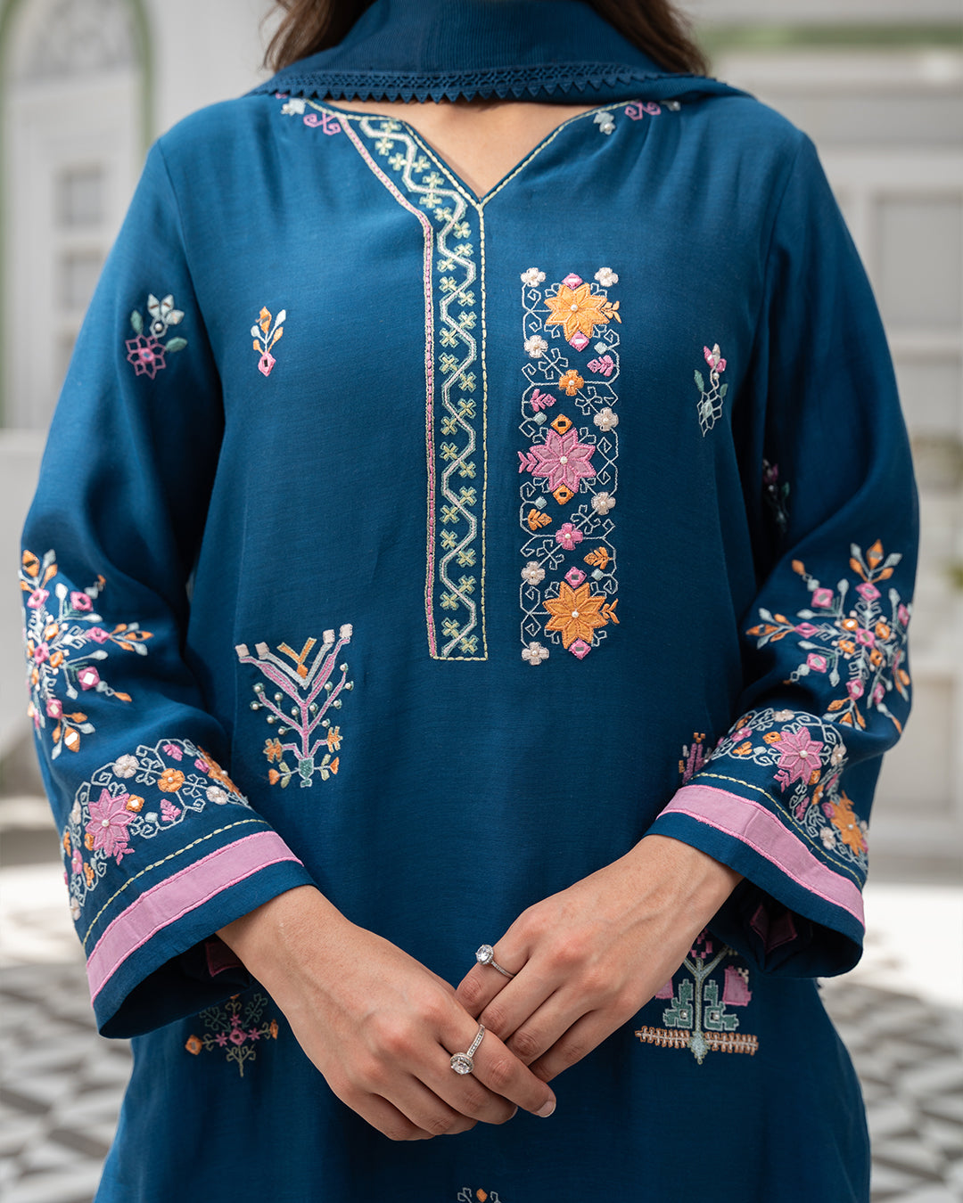 Midnight teal (2 pc-Stitched)