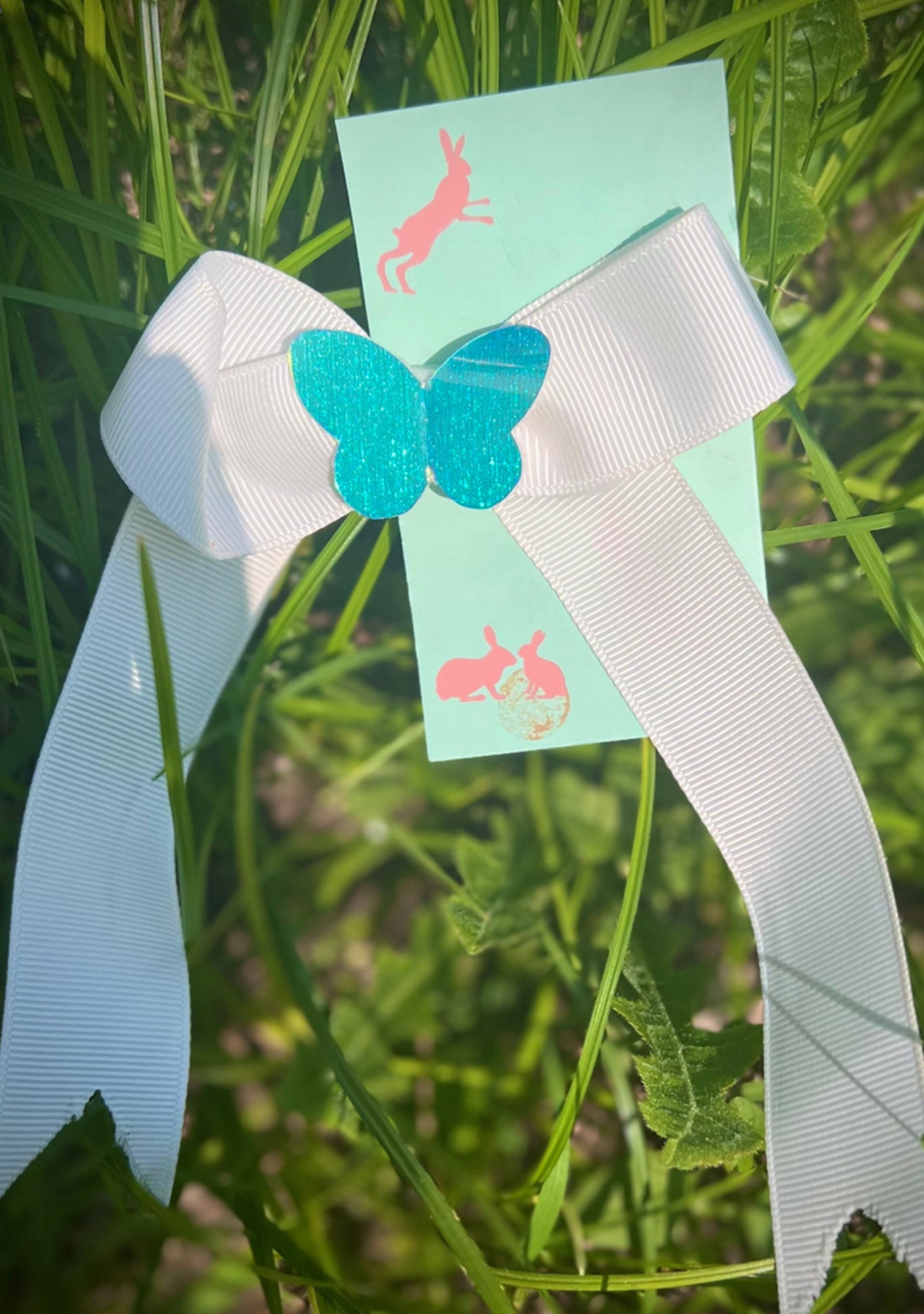 White Holographic Mini Bow Pair