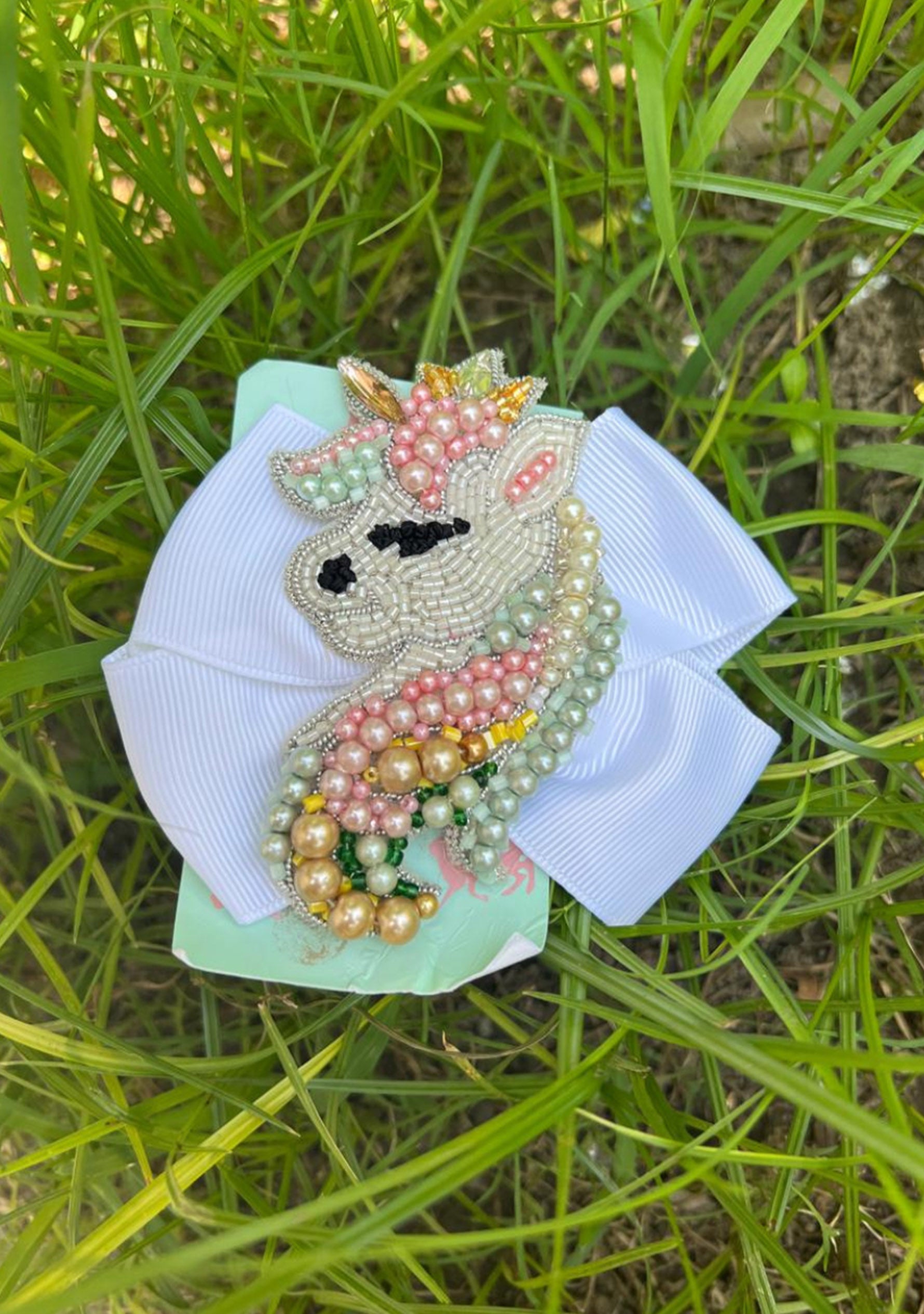 Multi Color Unicorn Beads Bow