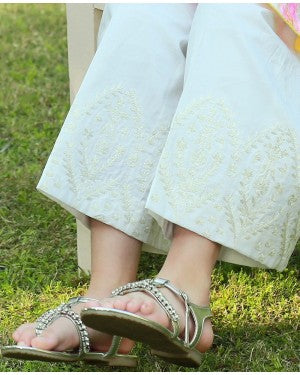 white embroidered culottes